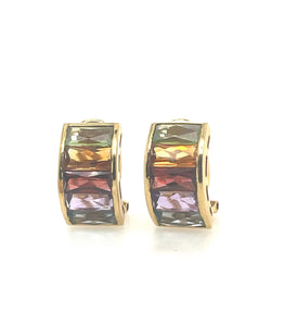 Rainbow Colors Fancy Cut Earrings 14k