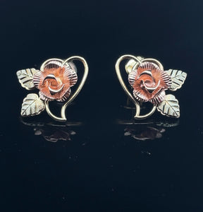 Black Hills Gold Rose Earrings 10k