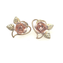 Load image into Gallery viewer, Black Hills Gold Rose Earrings 10k