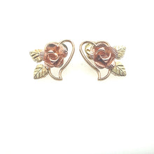 Load image into Gallery viewer, Black Hills Gold Rose Earrings 10k
