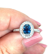 Load image into Gallery viewer, Vintage Sapphire and Diamond White Gold Ring