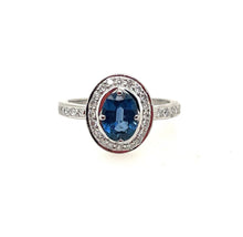 Load image into Gallery viewer, Vintage Sapphire and Diamond White Gold Ring