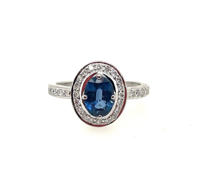 Vintage Sapphire and Diamond White Gold Ring
