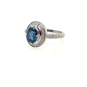 Vintage Sapphire and Diamond White Gold Ring