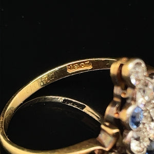 Antique Art Deco Sapphire and Diamond 18k Ring