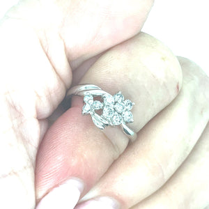 Vintage Diamond Platinum Floral Ring