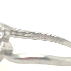 Vintage Diamond Platinum Floral Ring
