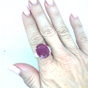 Large Rubellite Diamond Ring
