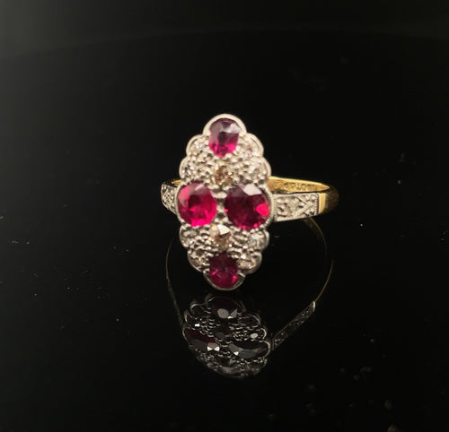 Antique Ruby and Diamond Ring 18k