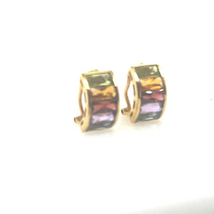 Rainbow Colors Fancy Cut Earrings 14k