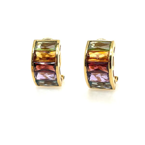 Rainbow Colors Fancy Cut Earrings 14k