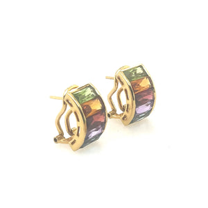 Rainbow Colors Fancy Cut Earrings 14k