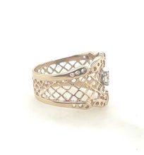 Load image into Gallery viewer, 14k Lattice Diamond Ring Vintage