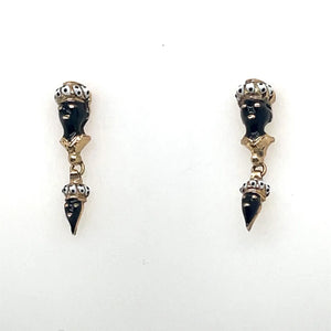 18k Enamel Antique Earrings