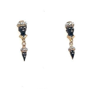 18k Enamel Antique Earrings