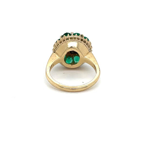 Vintage Columbian Emerald Pearl Ring 14k