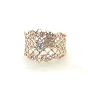 14k Lattice Diamond Ring Vintage