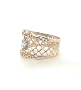 14k Lattice Diamond Ring Vintage