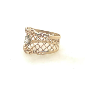 14k Lattice Diamond Ring Vintage