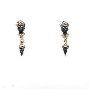 18k Enamel Antique Earrings