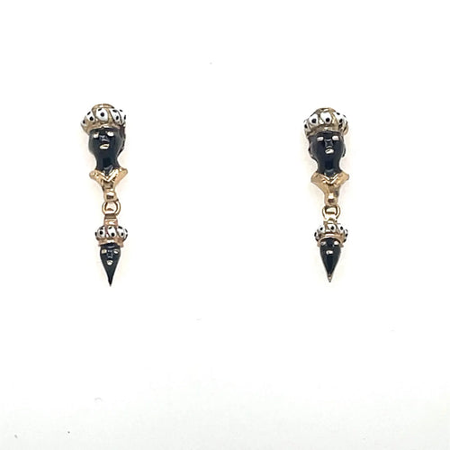 18k Enamel Antique Earrings