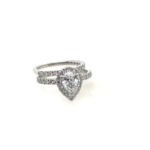 Load image into Gallery viewer, Pear Shaped Diamond Halo Ring 14k