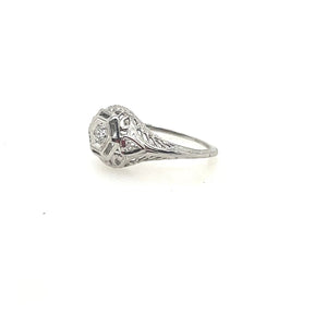 Antique 14k White Gold Diamond Engagement Ring