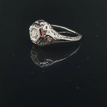 Load image into Gallery viewer, Antique 14k White Gold Diamond Engagement Ring