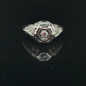 Antique 14k White Gold Diamond Engagement Ring