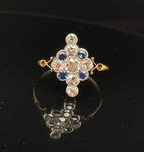 Load image into Gallery viewer, Antique Art Deco Sapphire and Diamond 18k Ring