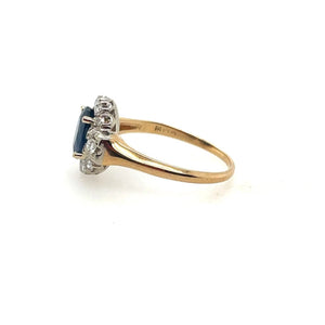 Estate Sapphire and Diamond Ring Two Tone 14k