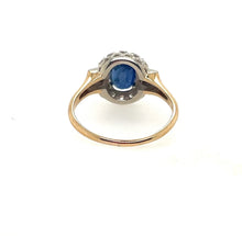 Load image into Gallery viewer, Estate Sapphire and Diamond Ring Two Tone 14k