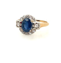 Load image into Gallery viewer, Estate Sapphire and Diamond Ring Two Tone 14k