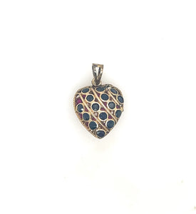 Estate Sapphire and Ruby Heart Pendant