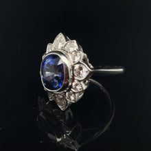 Load image into Gallery viewer, Large Sapphire and Diamond Ring Platium