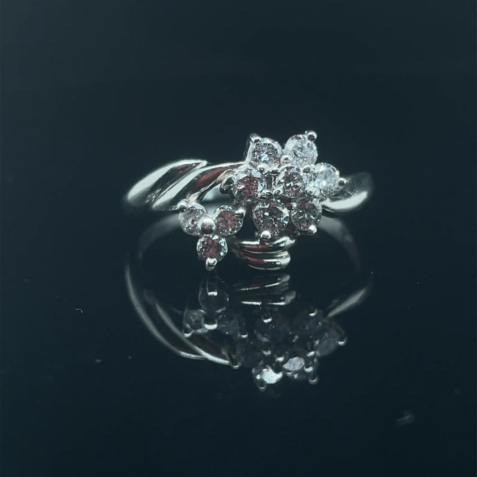 Vintage Diamond Platinum Floral Ring
