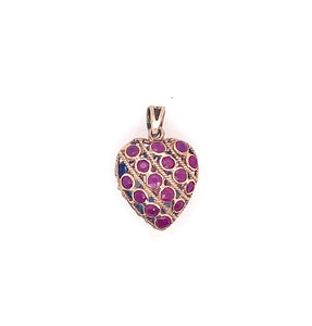 Estate Sapphire and Ruby Heart Pendant
