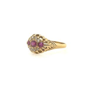 18k Victorian Natural Ruby and Diamond Antique Ring