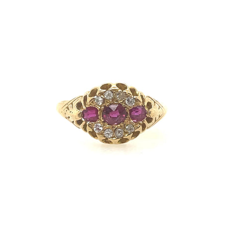 18k Victorian Natural Ruby and Diamond Antique Ring