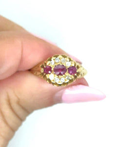 18k Victorian Natural Ruby and Diamond Antique Ring