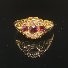 Load image into Gallery viewer, 18k Victorian Natural Ruby and Diamond Antique Ring