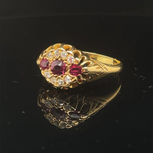 18k Victorian Natural Ruby and Diamond Antique Ring