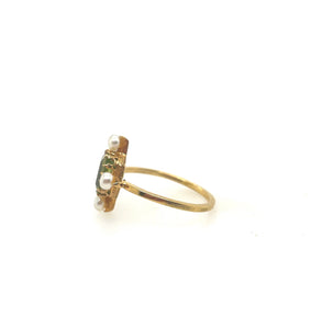 18k Victorian Peridot and Pearl Ring