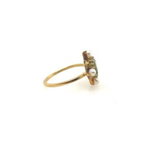 18k Victorian Peridot and Pearl Ring