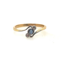 Load image into Gallery viewer, Antique Sapphire and Diamond Ring 18k