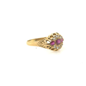 18k Victorian Natural Ruby and Diamond Antique Ring