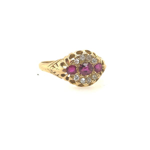 18k Victorian Natural Ruby and Diamond Antique Ring