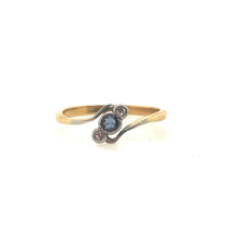 Load image into Gallery viewer, Antique Sapphire and Diamond Ring 18k