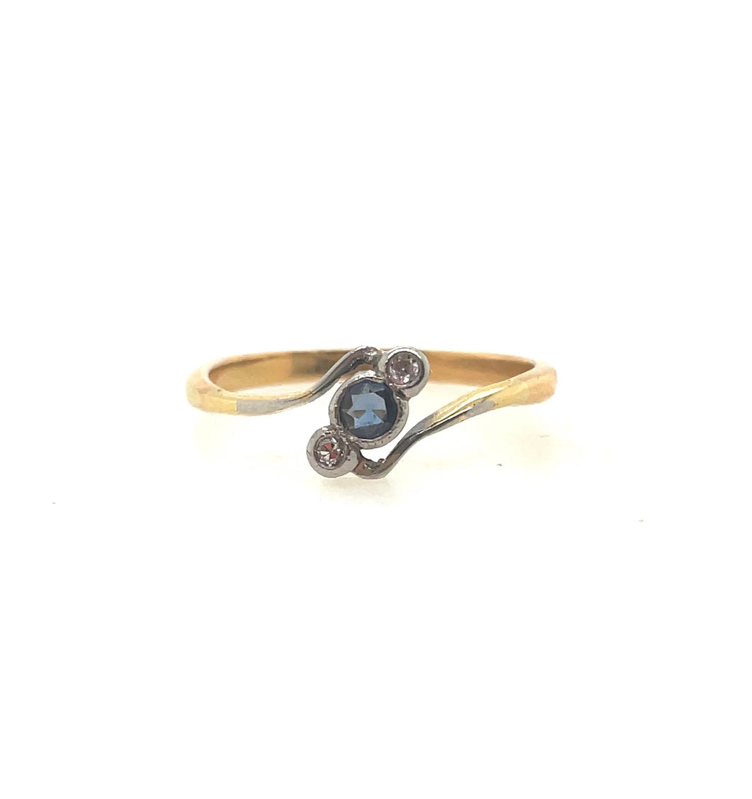 Antique Sapphire and Diamond Ring 18k