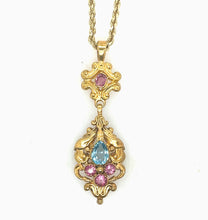 Load image into Gallery viewer, Antique Aquamarine and Pink Tourmaline Pendant 15k